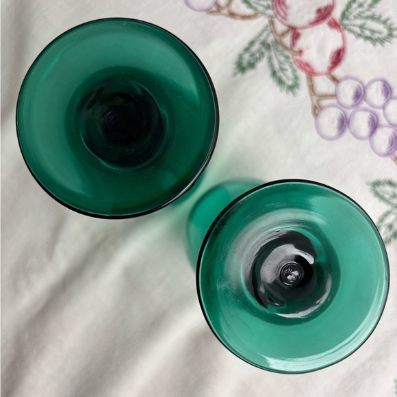 Set of 2 vintage 70s Libbey juniper green wine glasses - Picture 4 of 8